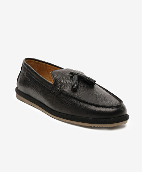 Erkek Siyah Hakiki Deri Loafer Ayakkabı