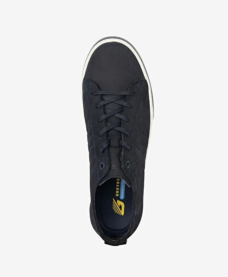 Erkek Lacivert Hakiki Deri Sneaker Ayakkabı