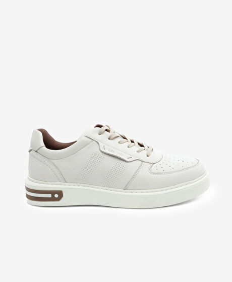 Erkek Bej Hakiki Deri Sneaker Ayakkabı