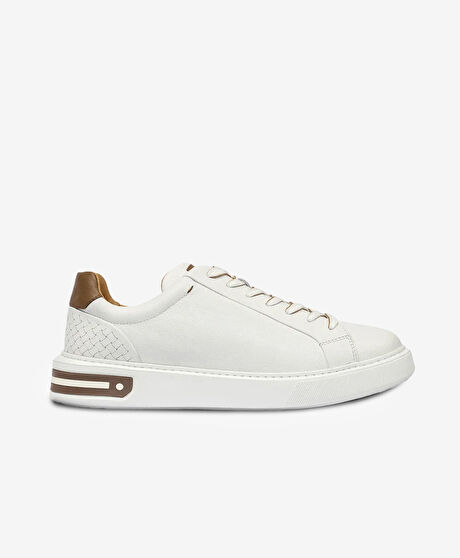 Erkek Beyaz Hakiki Deri Sneaker Ayakkabı