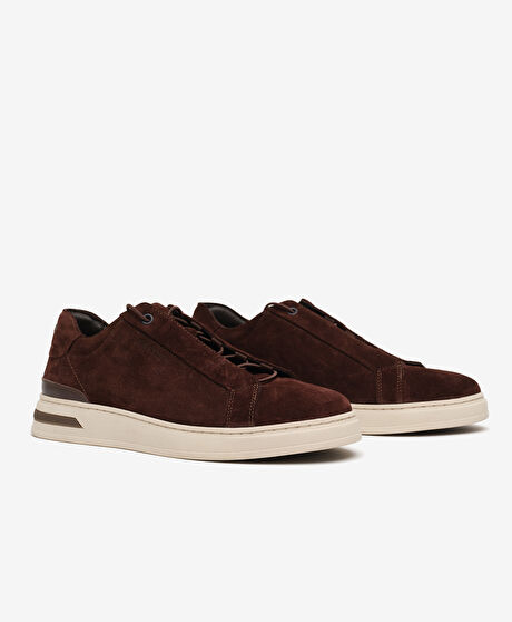 Erkek Kahverengi Hakiki Deri Sneaker Ayakkabı
