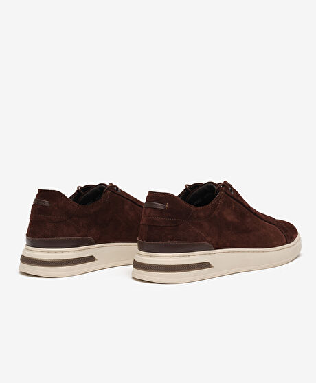 Erkek Kahverengi Hakiki Deri Sneaker Ayakkabı