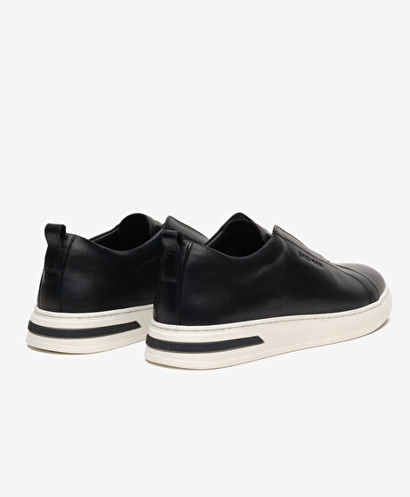 Erkek Hakiki Deri Siyah Sneaker Ayakkabı