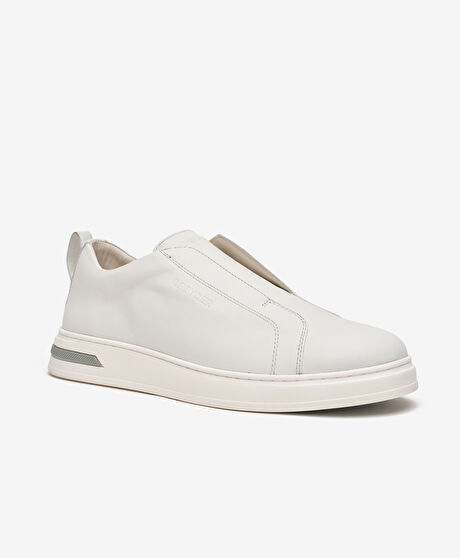 Erkek Hakiki Deri Beyaz Sneaker Ayakkabı