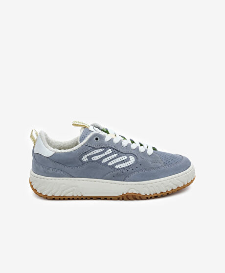 Kadın Beyaz Lacivert Hakiki Deri Sneaker Ayakkabı