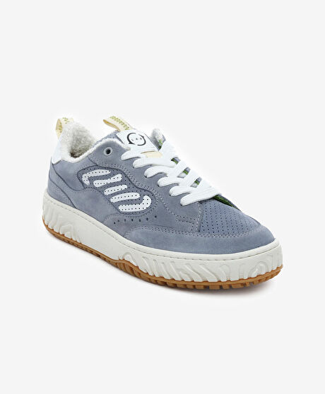 Kadın Beyaz Lacivert Hakiki Deri Sneaker Ayakkabı