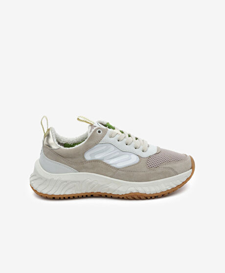 Kadın Ekru Hakiki Deri Spor Ayakkabı