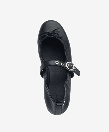 Kadın Siyah Hakiki Deri Babet Ayakkabı