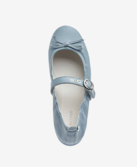 Kadın Mavi Hakiki Deri Babet Ayakkabı