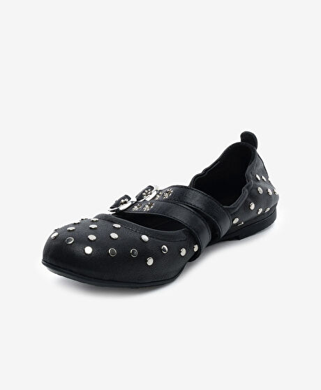 Kadın Siyah Hakiki Deri Babet