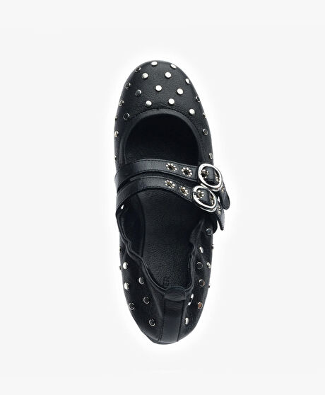 Kadın Siyah Hakiki Deri Babet