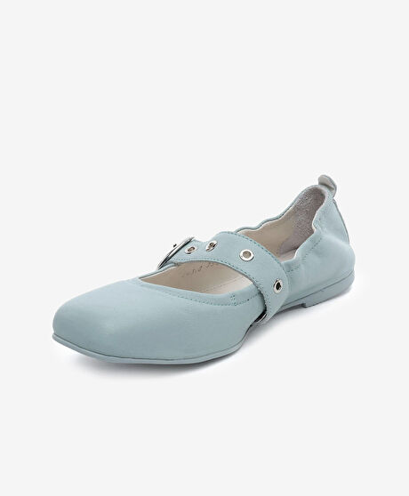 Kadın Yeşil Hakiki Deri Babet Ayakkabı