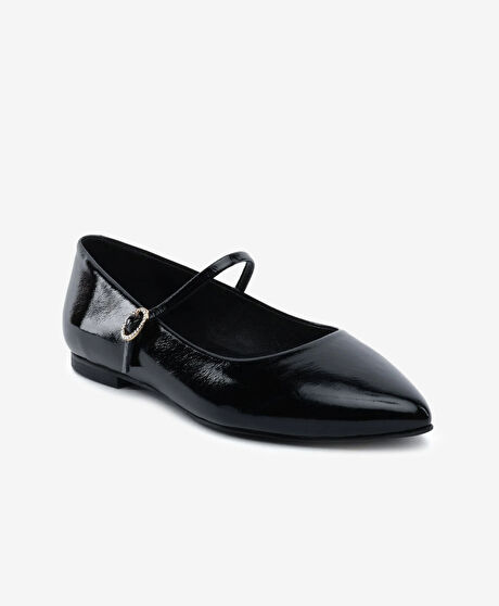 Kadın Siyah Hakiki Deri Babet