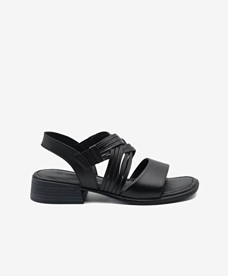 Kadın Siyah Hakiki Deri Casual Sandalet