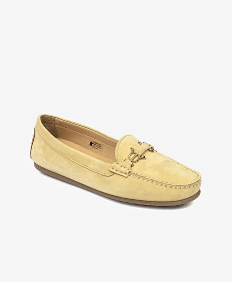 Kadın Sarı Hakiki Deri Loafer Ayakkabı