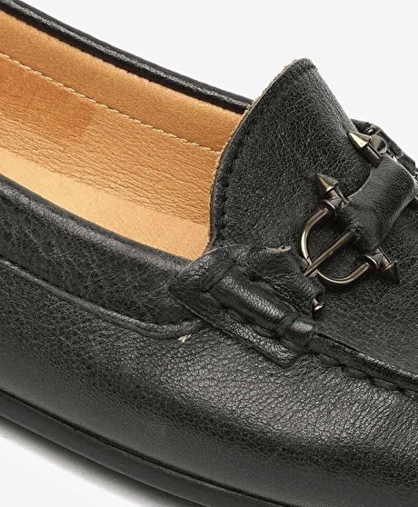 Kadın Siyah Hakiki Deri Loafer Ayakkabı