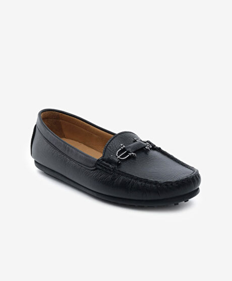 Kadın Siyah Hakiki Deri Loafer Ayakkabı