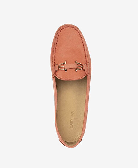 Kadın Nar Çiçeği Hakiki Deri Loafer Ayakkabı