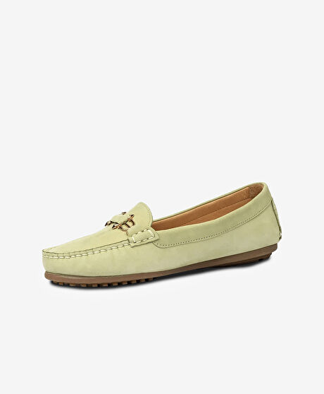 Kadın Yeşil Hakiki Deri Loafer Ayakkabı