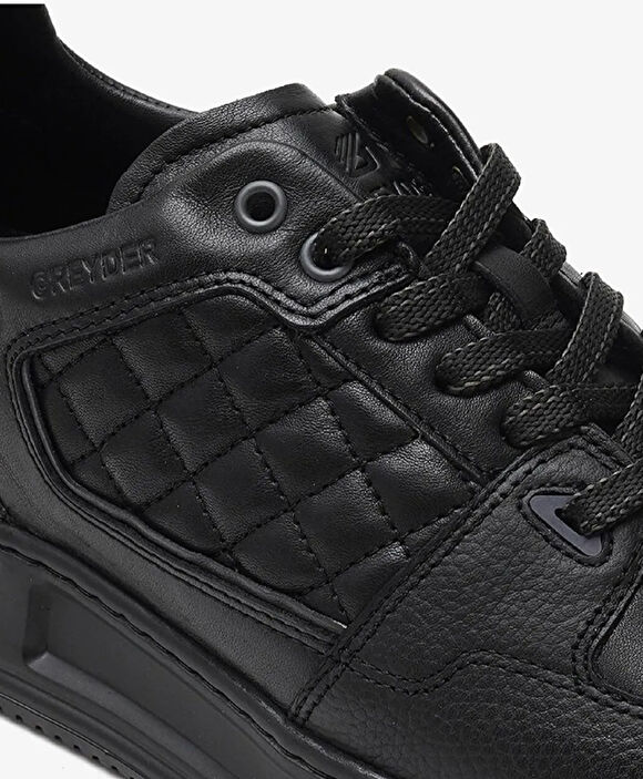 Erkek Siyah Hakiki Deri Sneaker Ayakkabı