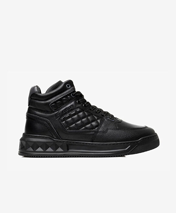 Erkek Siyah Hakiki Deri Sneaker Bot