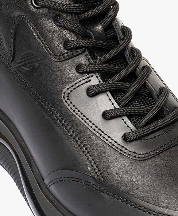 Erkek Siyah Hakiki Deri Sneaker Bot