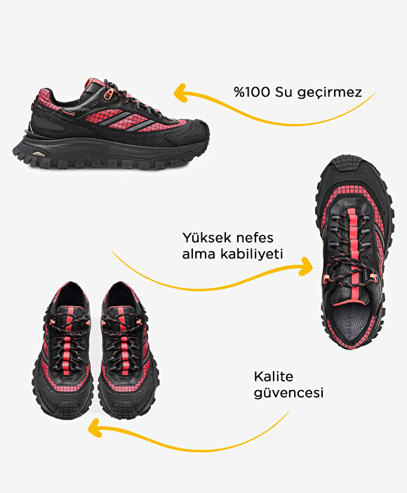 Siyah Pembe Su Geçirmez Ayakkabı