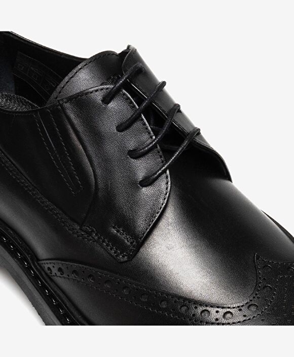 Erkek Siyah Hakiki Deri Termo Taban Klasik Ayakkabı