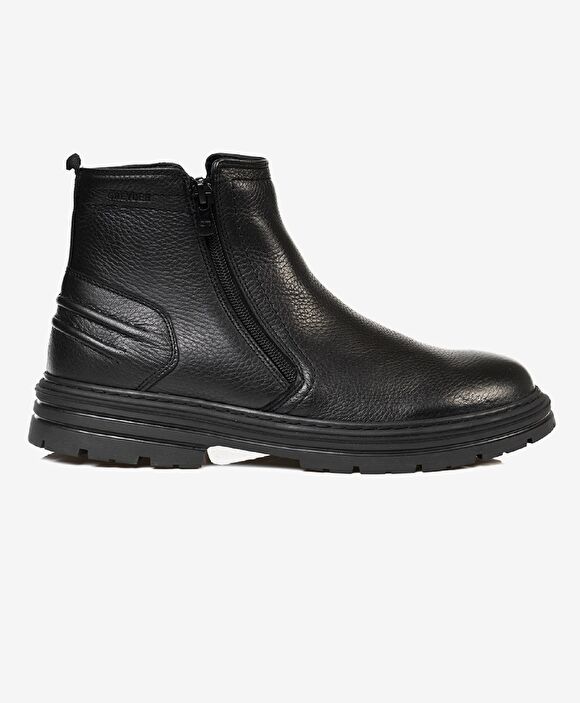 Erkek Siyah Hakiki Deri Casual Bot