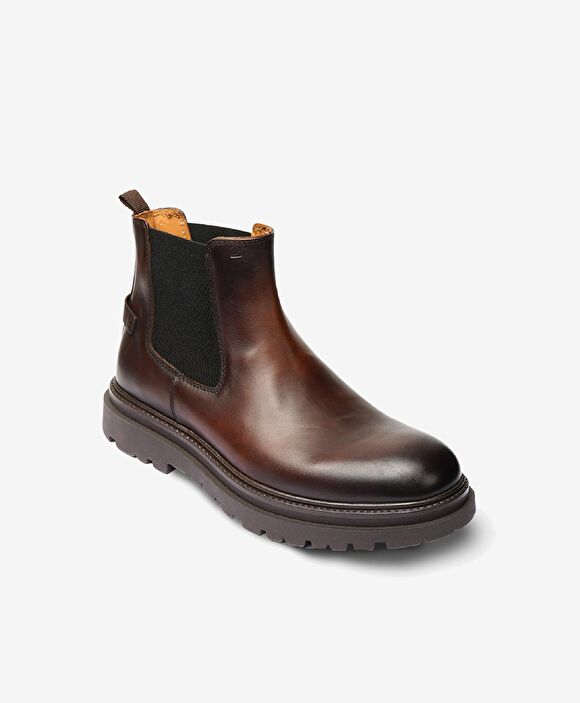 Erkek Koyu Kahverengi Hakiki Deri Chelsea Bot