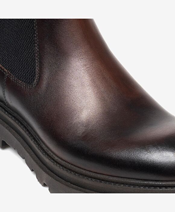 Erkek Koyu Kahverengi Hakiki Deri Chelsea Bot