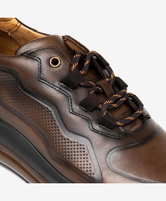 Erkek kahverengi Hakiki Deri Spor Ayakkabı