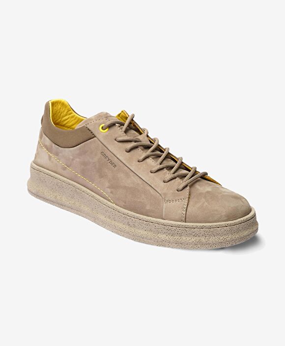 Erkek Vizon Hakiki Deri Sneaker Ayakkabı