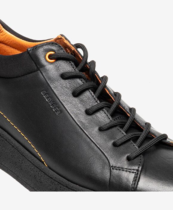 Erkek Siyah Hakiki Deri Sneaker Ayakkabı