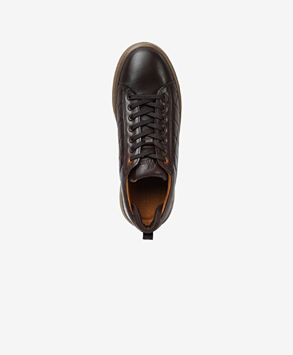 Erkek kahverengi Hakiki Deri Sneaker Ayakkabı