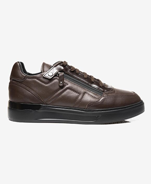 Erkek kahverengi Hakiki Deri Sneaker Ayakkabı
