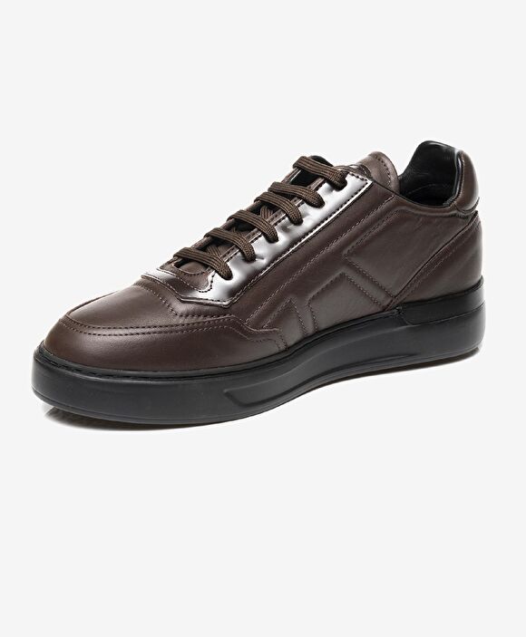 Erkek kahverengi Hakiki Deri Sneaker Ayakkabı