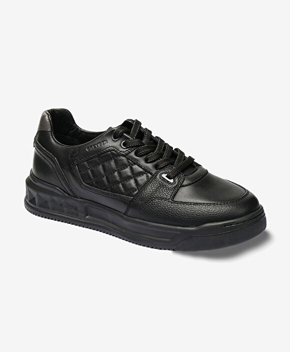 Erkek Siyah Hakiki Deri Sneaker Ayakkabı