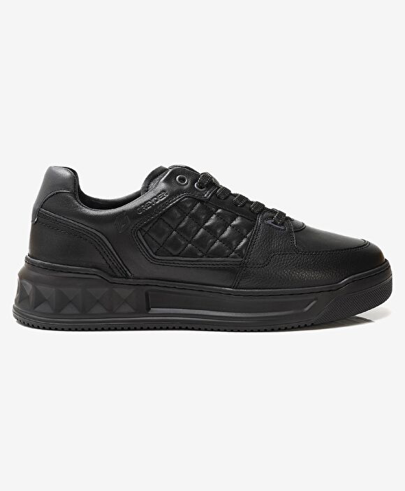 Erkek Siyah Hakiki Deri Sneaker Ayakkabı