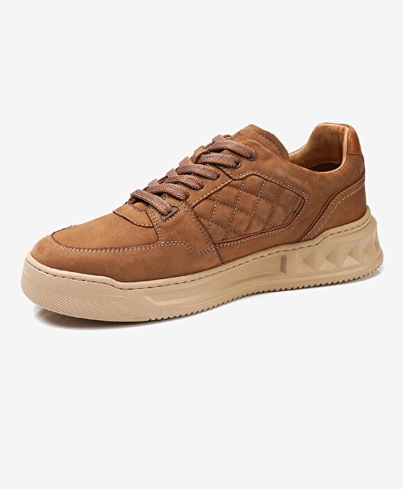 Erkek Deve Tüyü Hakiki Deri Sneaker Ayakkabı
