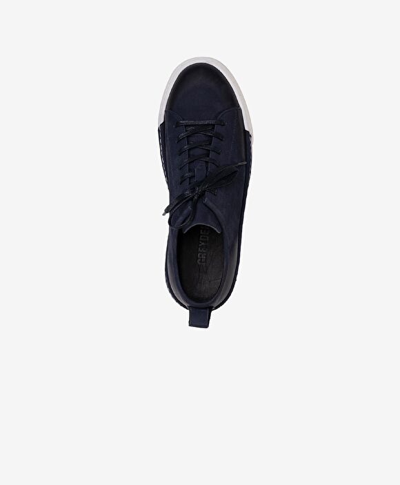 Erkek Lacivert Hakiki Deri Sneaker Ayakkabı