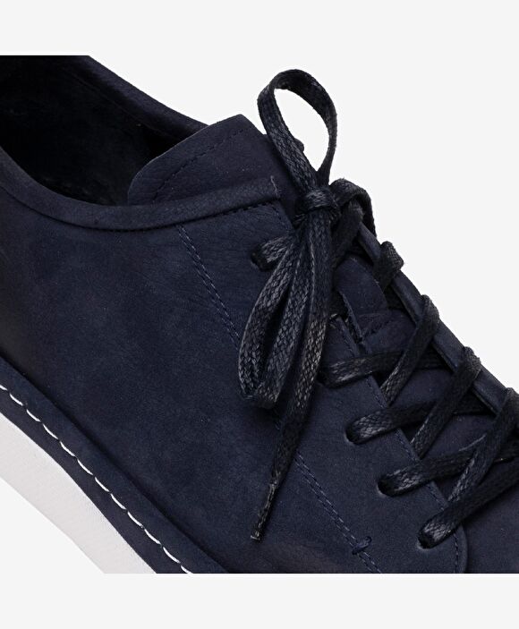 Erkek Lacivert Hakiki Deri Sneaker Ayakkabı