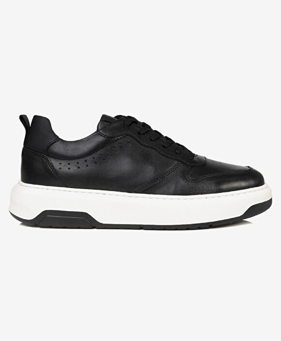 Erkek Siyah Hakiki Deri Sneaker Ayakkabı