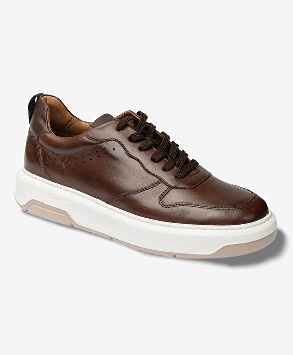 Erkek Taba Hakiki Deri Sneaker Ayakkabı