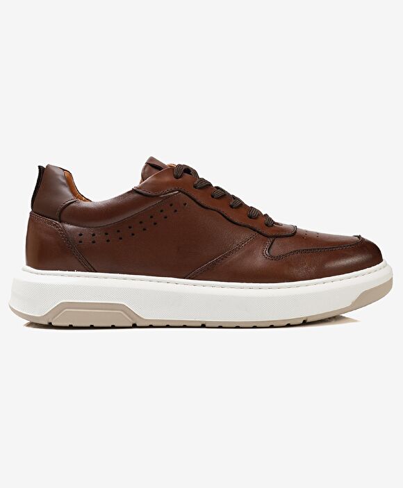 Erkek Taba Hakiki Deri Sneaker Ayakkabı