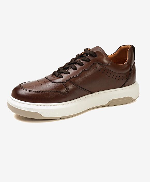 Erkek Taba Hakiki Deri Sneaker Ayakkabı