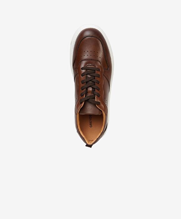 Erkek Taba Hakiki Deri Sneaker Ayakkabı