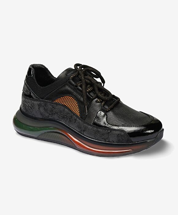 Erkek Siyah Süet Hakiki Deri Sneaker Ayakkabı