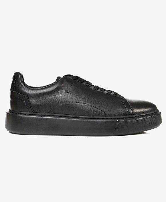 Erkek Siyah Hakiki Deri Sneaker Ayakkabı