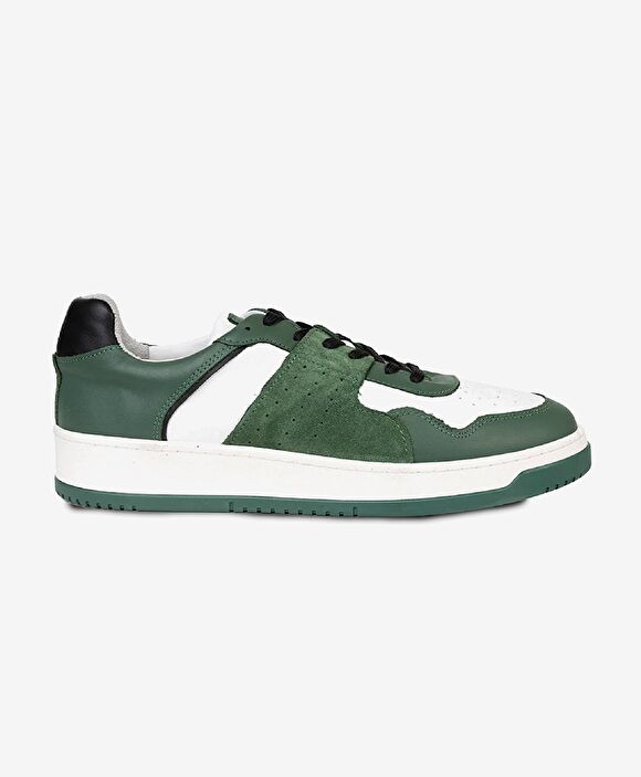 Erkek Yeşil Beyaz Hakiki Deri Sneaker Ayakkabı
